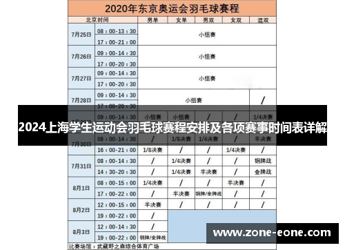 2024上海学生运动会羽毛球赛程安排及各项赛事时间表详解